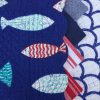 aqua-blue-red-fish-pattern-on-navy-and waves-quilted-reversible-dining-collection-and-cloth-napkins-swatches