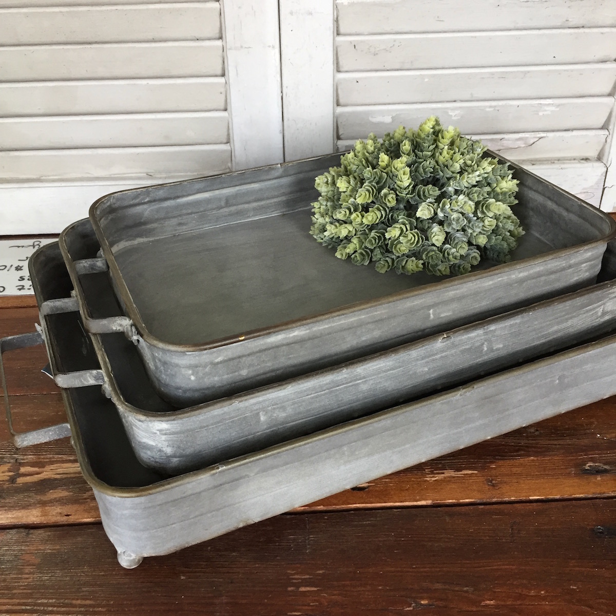 Small, Medium and Large Metal Farmhouse Trays with Handles - Cornucopia