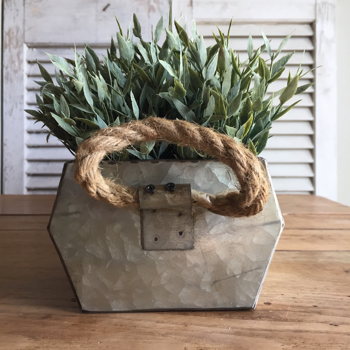 Galvanized Metal Farmhouse Trug With Rope Handles Cornucopia