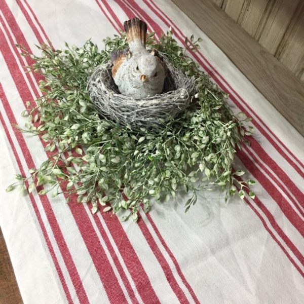 Farmhouse Stripe Red and White Table Runner