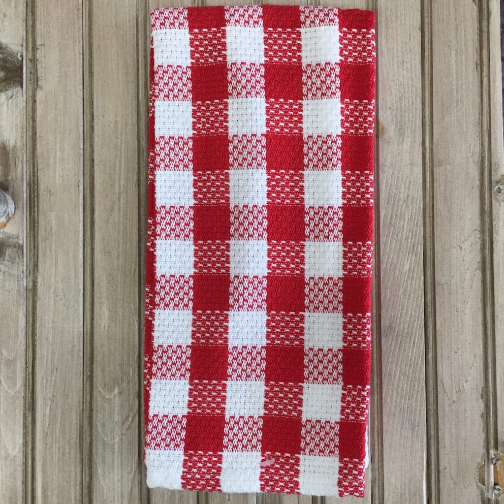 Farmhouse Buffalo Check Waffle Weave Red and White Kitchen Towels and ...