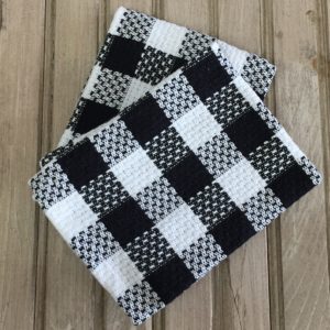 Waffle Weave Black and White Dishclothes, Set of 2