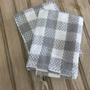 Waffle Weave Buffalo Check Gray Dishclothes, Set of 2