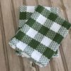 Green and White Buffalo Check Waffle Weave Kitchen Dishclothes