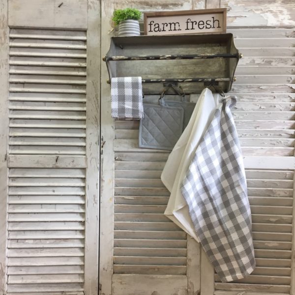 Gray and White Buffalo Check Waffle Weave Kitchen Towels and Dishclothes Collection