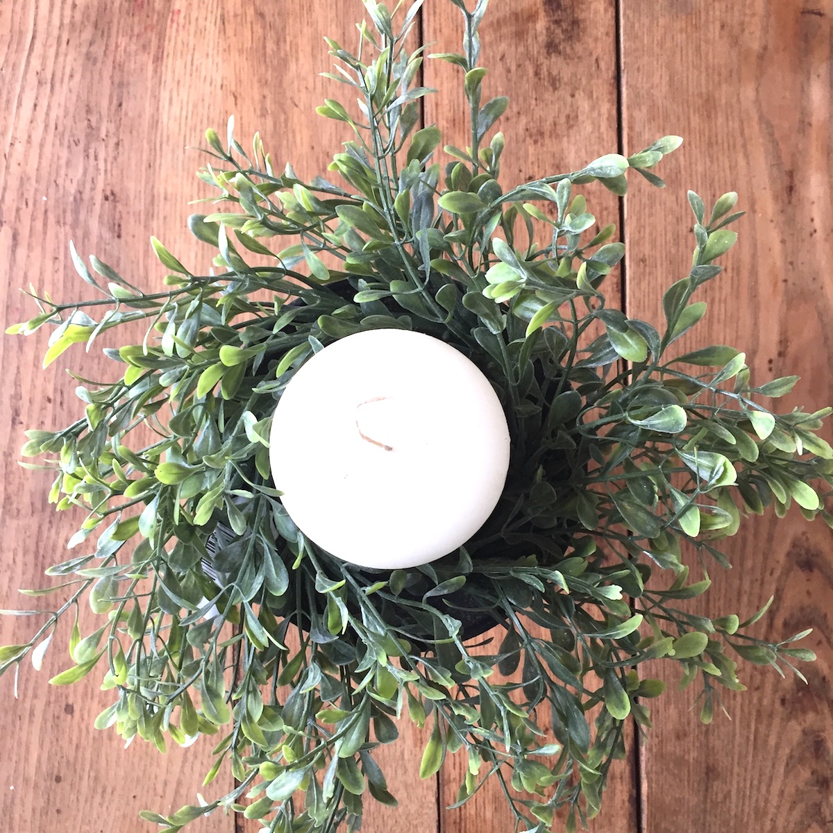 Basil Boxwood Greenery Medium Candle Ring and Wreath