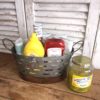 Galvanized Metal Olive Tub with Handles with Dining Condiments