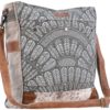 dalliance leather and canvas handbag