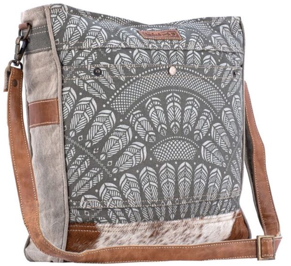 dalliance leather and canvas handbag