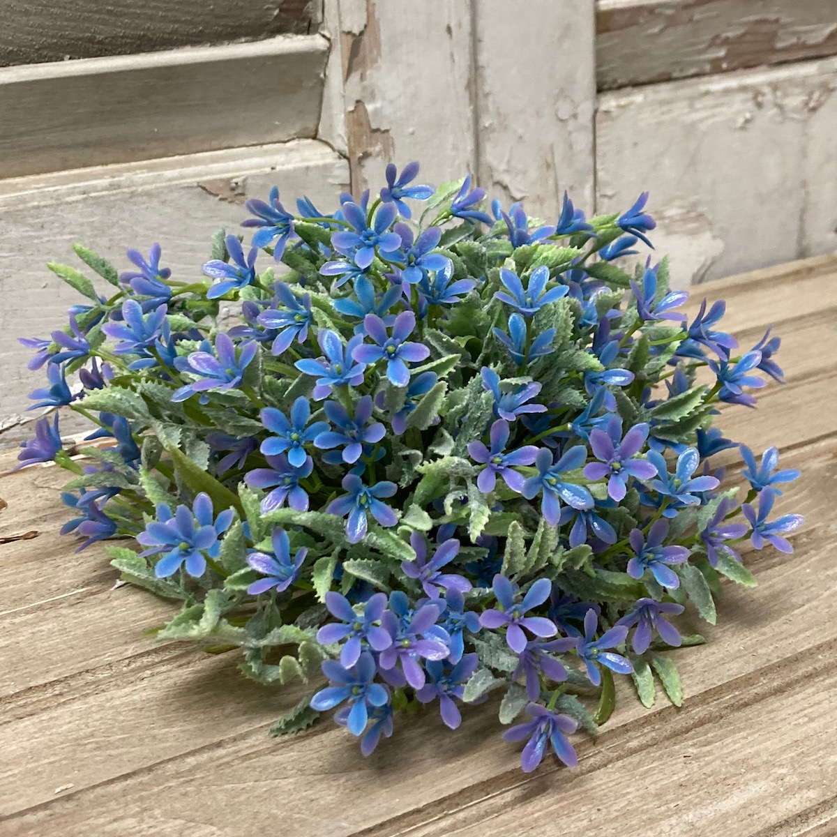 Bud Love Greenery with Small Blue Flowers Half Spheres