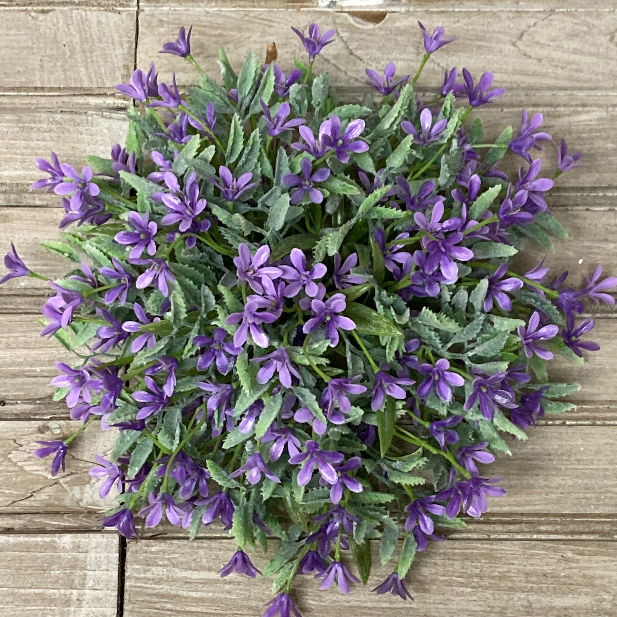 Bud Love Greenery with Small Purple Flowers Half Spheres