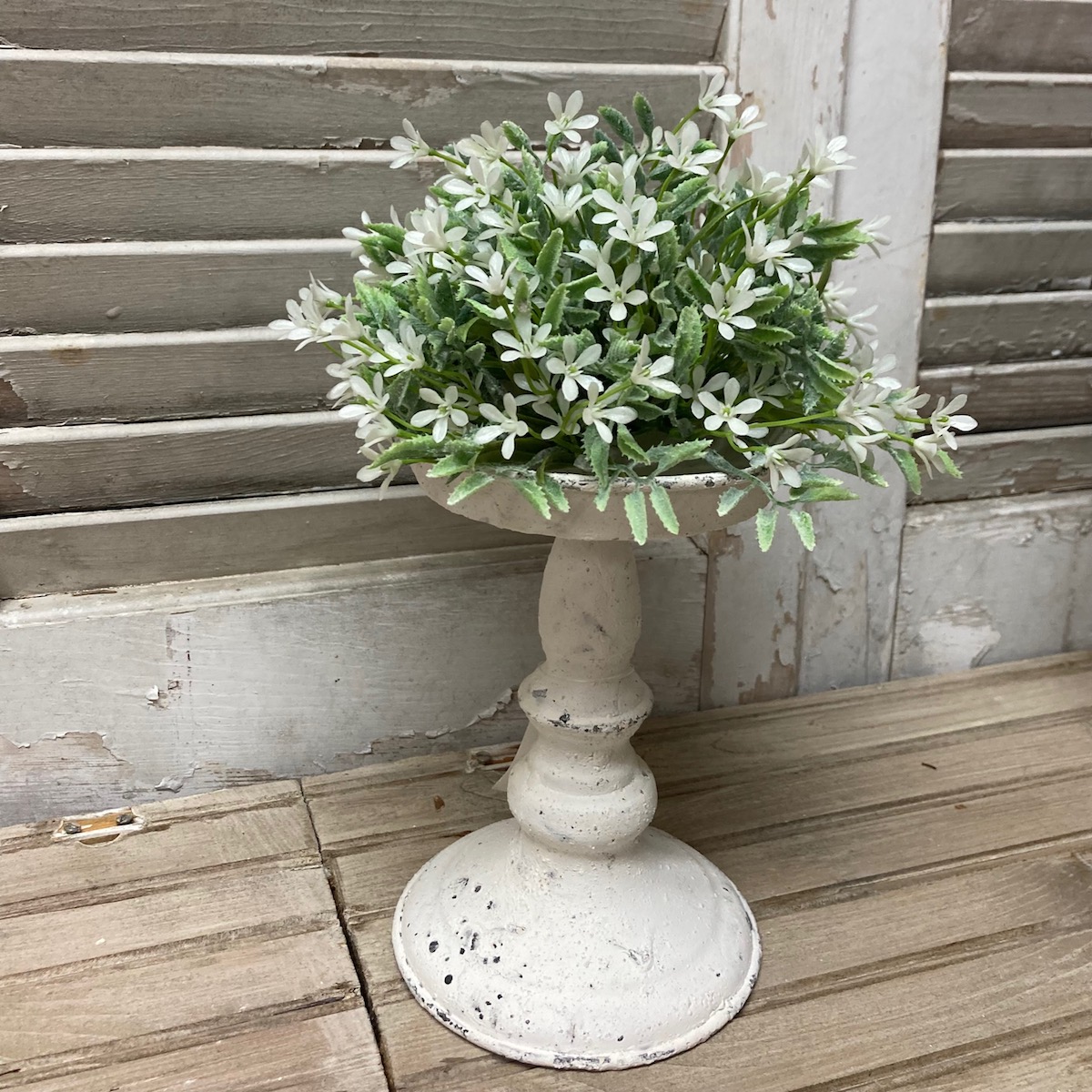 Bud Love Greenery with Small White Flowers Half Spheres