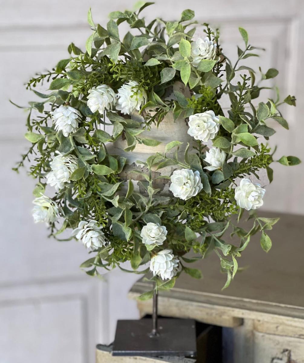 Irish Hops Greenery Medium Wreath and Candle Ring