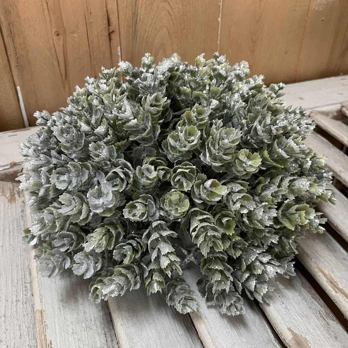 Frost Gleam Hops Faux Greenery Half Sphere