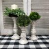 Chippy White Washed Wood Candle Holders
