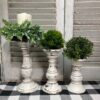 Chippy White Washed Wood Candle Holders