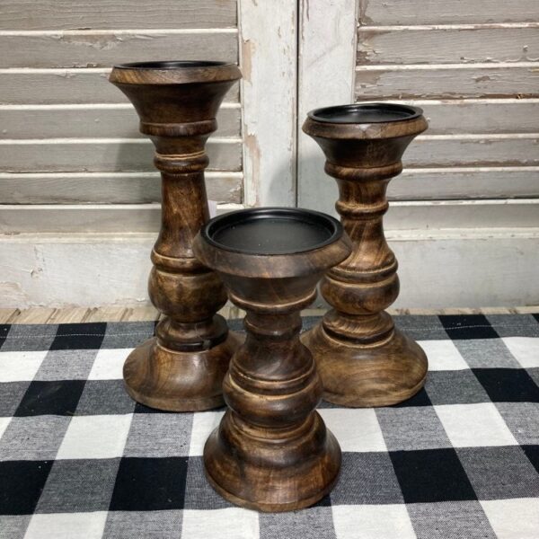 Chestnut Pillar Candle Holders