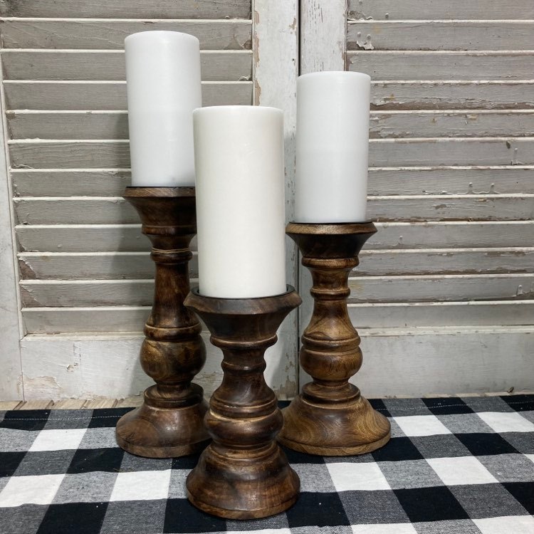 Chestnut Wood Candle Holders