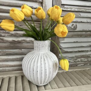 Set of 6 Yellow Real Touch Tulips in Vessel