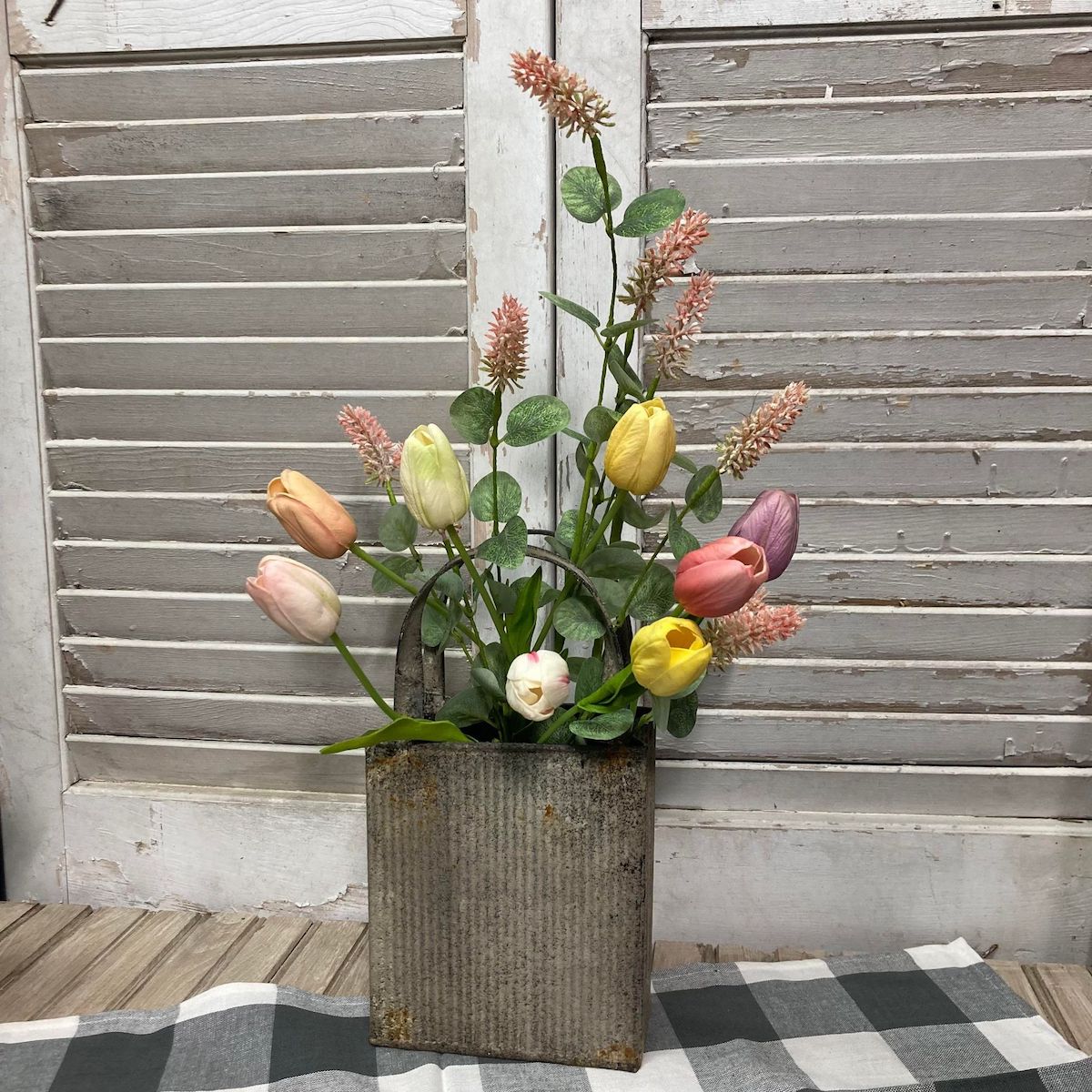 Galvainzed Market Basket with Spring Flowers