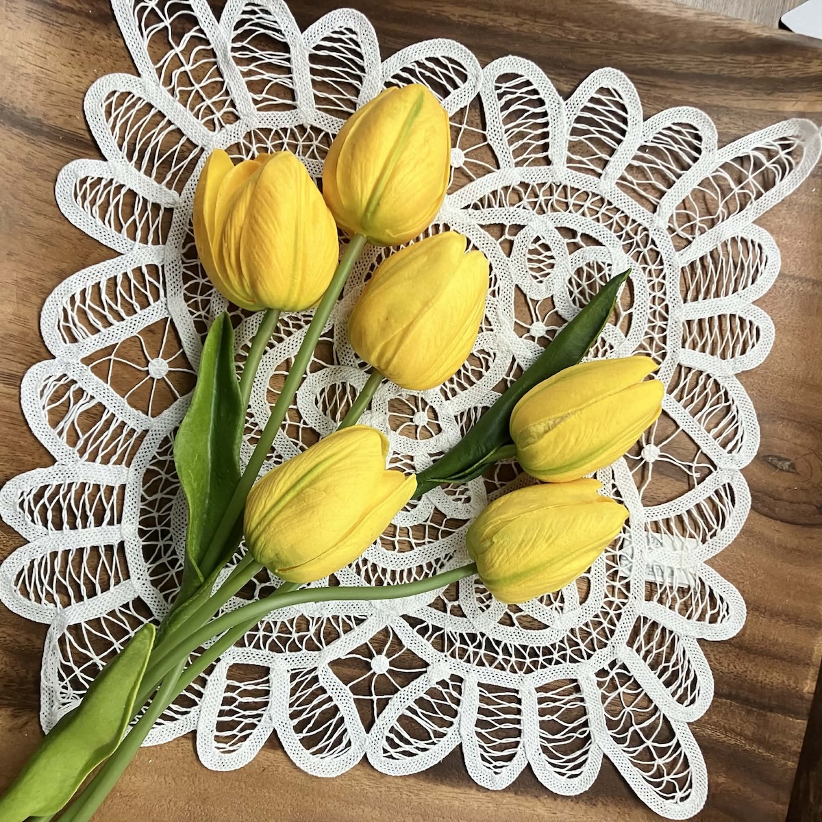 Set of 6 Yellow Real Touch Tulips