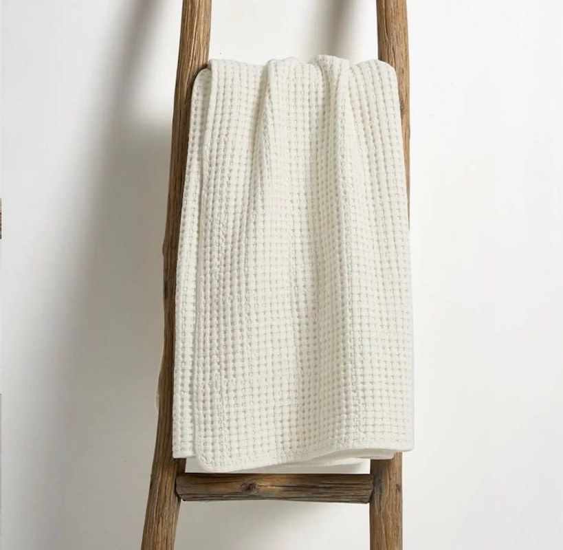 Waffle Weave Cream Quilted Throw Blanket