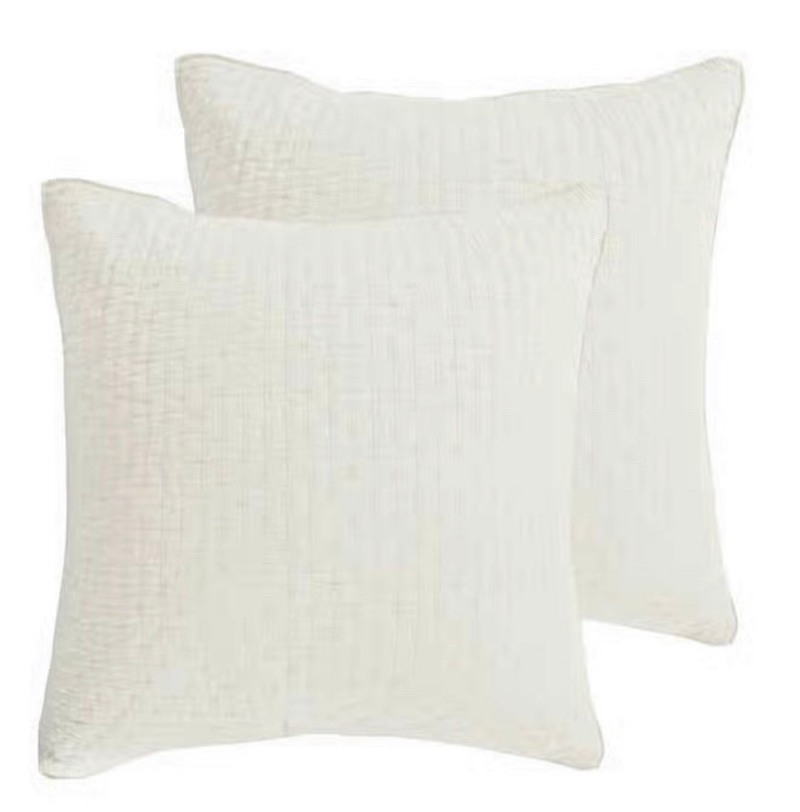 Cross Stitch Solid Cream Quilted Euro Shams