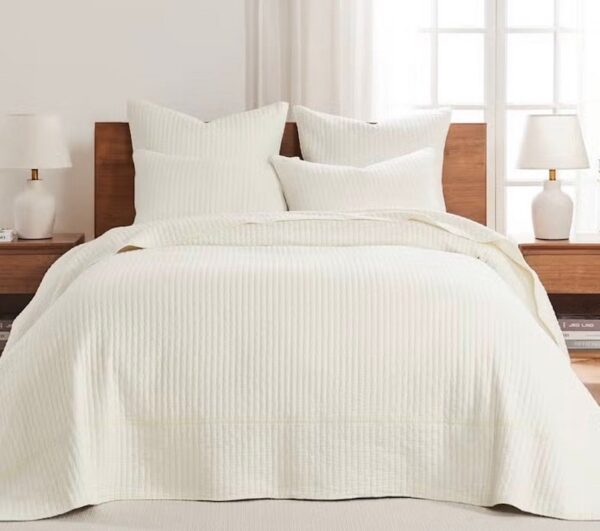 Cross Stitch Solid Cream Quilt Set includes a quilt and 2 shams