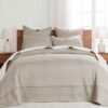Cross Stitch Taupe Quilt Set Cross Stitch Solid Taupe Quilt Set includes a quilt and 2 shams