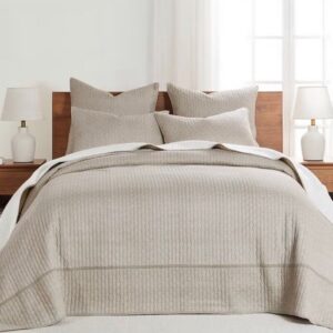 Cross Stitch Solid Taupe Quilt Set includes a quilt and 2 shams