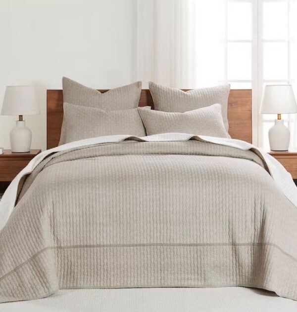 Cross Stitch Taupe Quilt Set Cross Stitch Solid Taupe Quilt Set includes a quilt and 2 shams