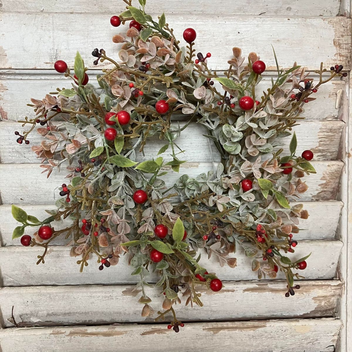 Foggy Morning Foliage with Berries Small Wreath and Candle Ring