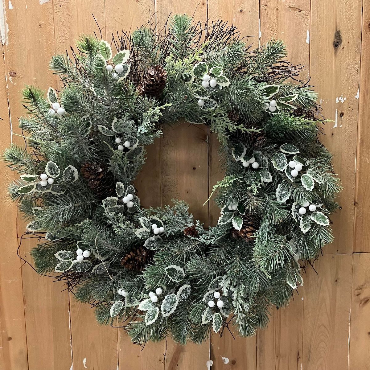 Iced Oxford PIne and Berries Large Wreath