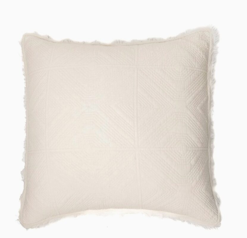 stonewashed natural quilted decorative pillow