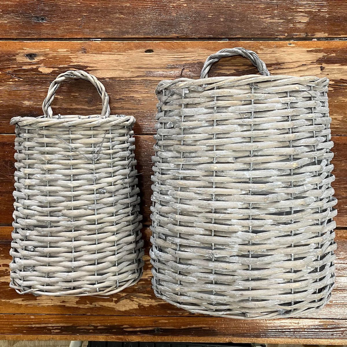 Medium and Large Woven Willow Baskets with Hanging Loops