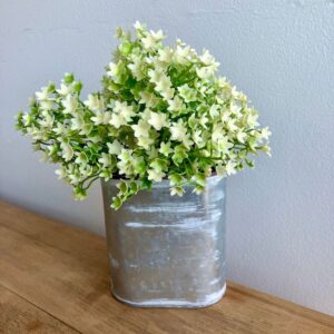 Andromeda Cream Floral PIck in a Small Galvanized Decorative Wall Hanger