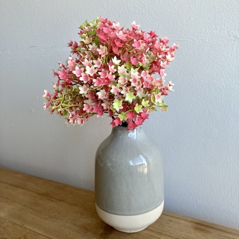 Andromeda Pink Floral PIck in Gray Ceramic Vase