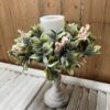 Shallow Straits Greenery and Pink Mini Berries Small Candle Ring or Wreath Shallow Straits Greenery and Pink Mini Berries Small Candle Ring or Wreath