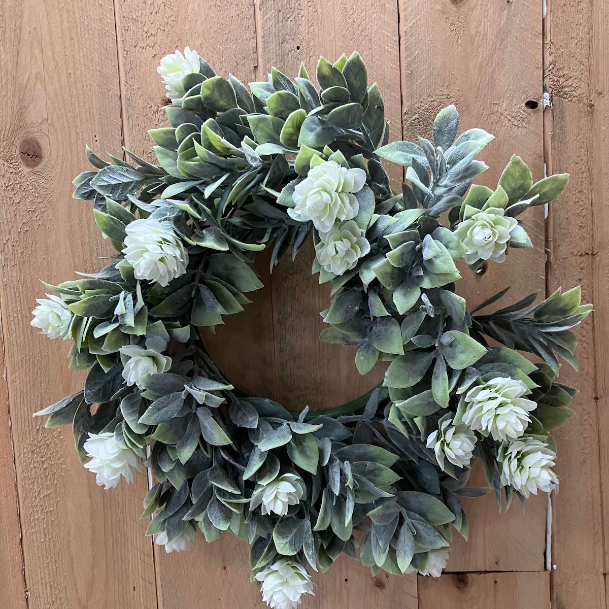 Aylesford White Blooms and Greenery Medium Wreath and Candle Ring