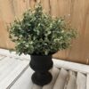 Matte Black Small Decorative Urn with Quiet Meadows Greens Half Sphere