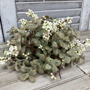 Pebble Creek Eucalyptus with Cream Berry Clusters Half Sphere