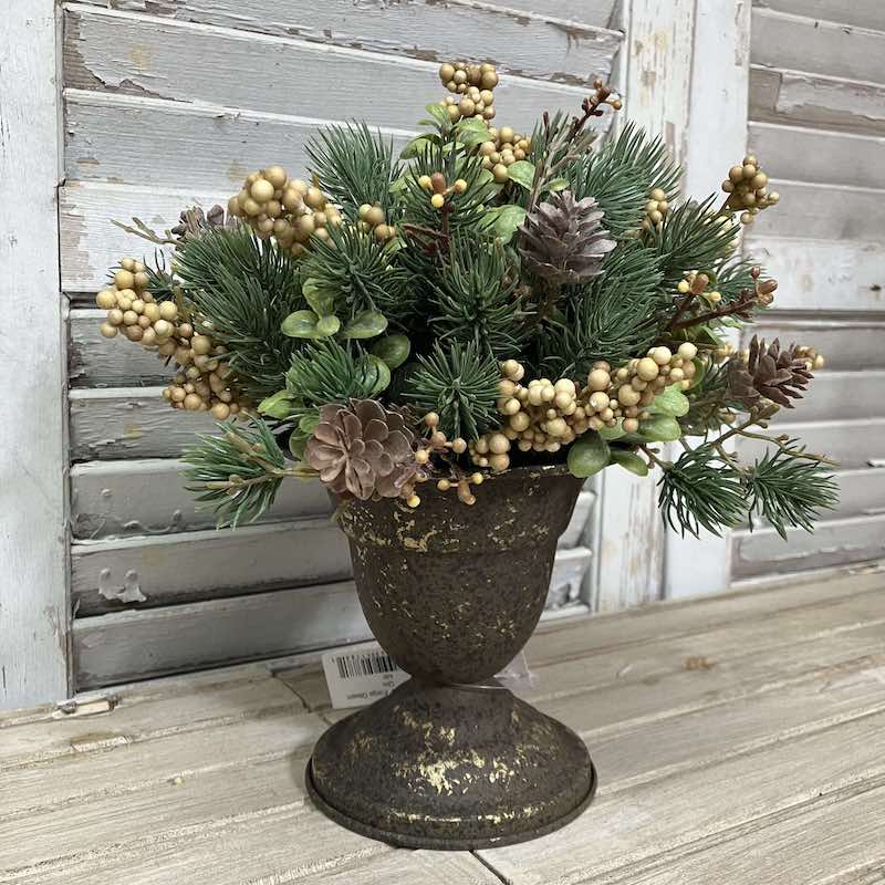 Laden Berries and pinecones with spruce greenery Half Sphere