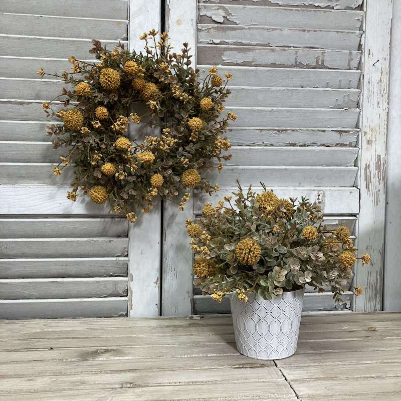 Fall Garden Blooms and Greenery Half Sphere and Medium Wreath