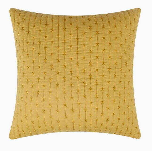 Cross Stitch Ochre Yellow Decorative PIllow