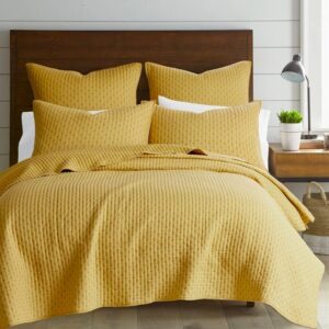 Cross Stitch Ochre Yellow Quilt Set