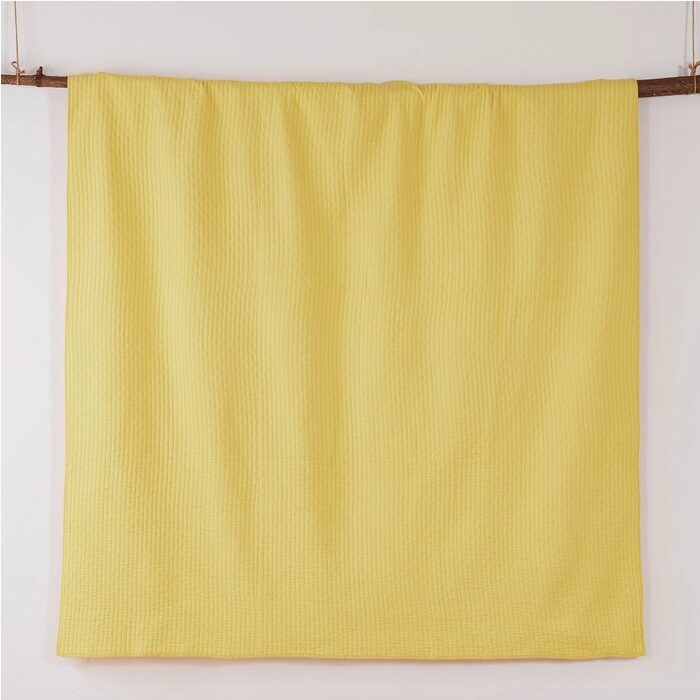 Cross Stitch Ochre Yellow Quilted Throw