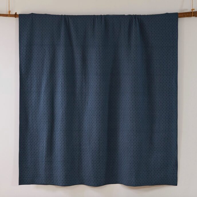 Cross Stitch Navy Quilted Throw