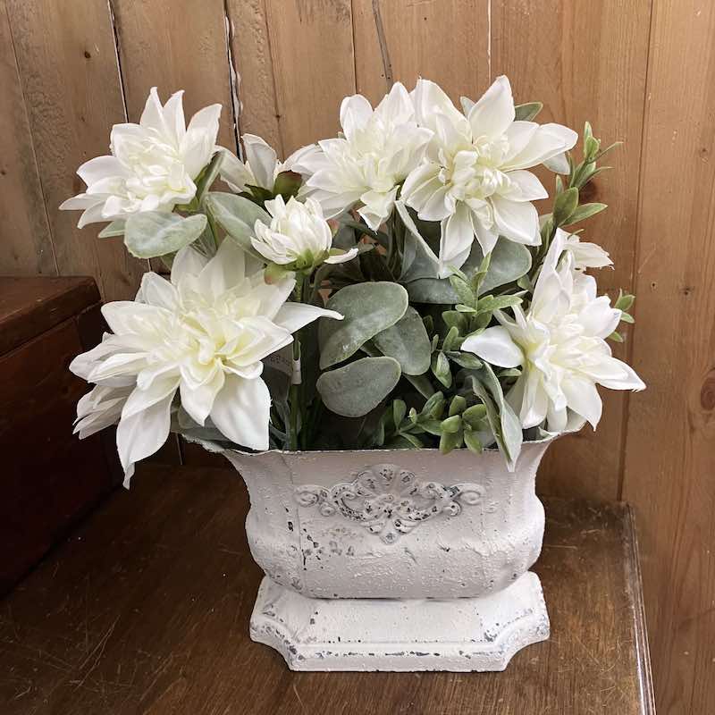 Cream Aged Patina Dutchess Planter with Arabesque Blooms