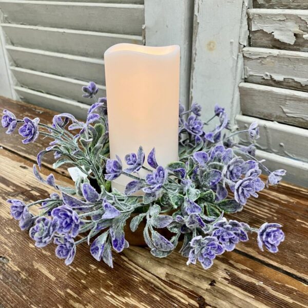 Lavender Dusk Faux Greenery Small Wreath & Candle Ring Lavender Dusk Faux Greenery Small Wreath & Candle Ring