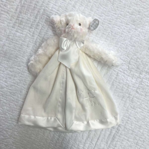 Bearington Lamby Blessings Snuggle Blanket with Embroidered Cross